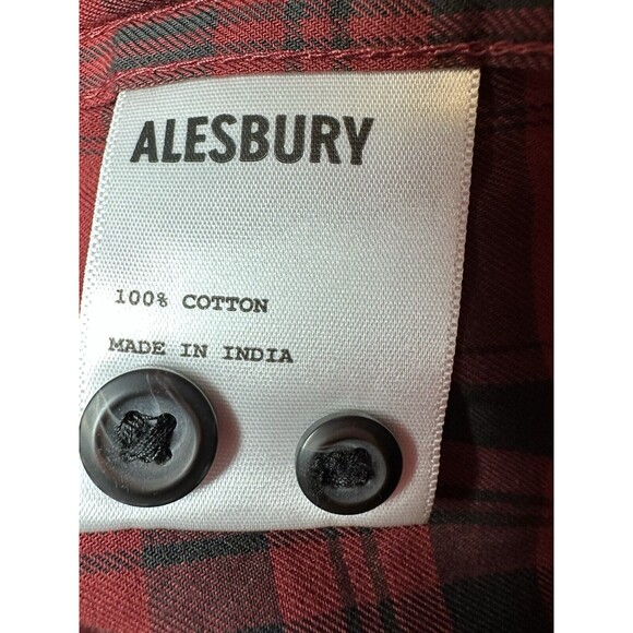 Alesbury 100% Cotton Red Black Plaid Button Up Shirt Regular‎ Men's MEDIUM NWOT - Picture 5 of 10